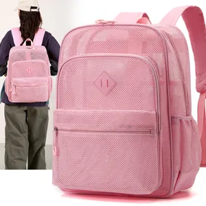 Lockerer Minimalistischer Großer Kapazität Ausgestanzter Netz Rucksack Atmungsaktiver Leichter Computer Schulbuchbeutel Für Unisex