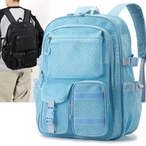Zaino in Rete Traforata di Grande Capacità Tasche Multiple Traspirante Studente Borsa Scolastica Viaggio Casual Computer