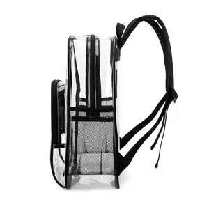 Klarer PVC Rucksack transparenter Studenten Schulbuch Rucksack mit seitlichen Netztaschen