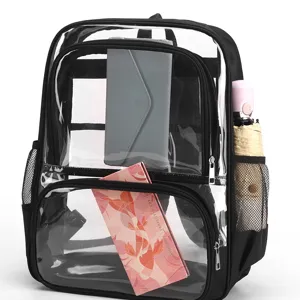 Transparenter Rucksack mit vielen Fächern und großer Kapazität für Schule und Alltag