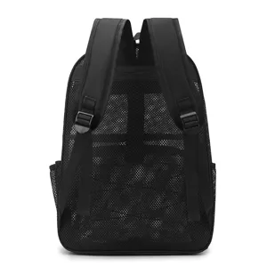 Black mesh cutout backpack casual vacation large capacity beach fitness sports backpack
