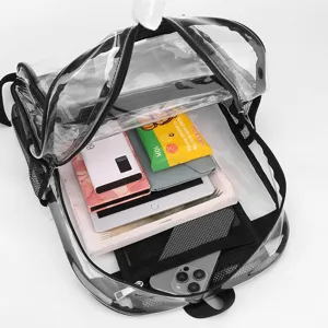 Praktischer transparenter PVC Rucksack mit großem Fassungsvermögen für Schule und Alltag.