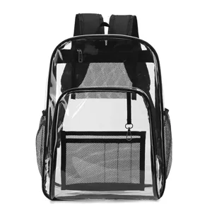 Transparenter PVC Rucksack für Schüler große Kapazität Schultasche mit Netztaschen