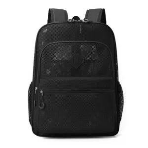 Schwarzer Netz Rucksack lässiger Studenten Schulranzen große Kapazität Laptop Tasche