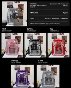Transparent PVC backpack casual multi-color school bag large clear daypack for daily use