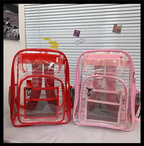 Clear PVC backpack transparent school bag large capacity casual daypack waterproof
