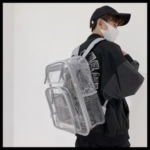 Clear PVC backpack transparent school bag large daypack for daily commute and casual use