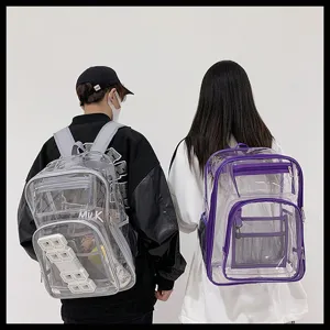 Clear PVC transparent backpack large capacity school bag waterproof book bag fashion casual daypack