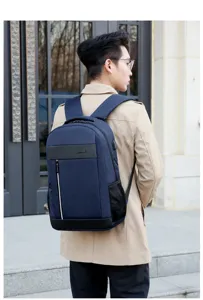Men business laptop backpack commuter USB charging 15.6 inch waterproof school bag