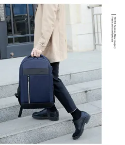 Men business laptop backpack 15.6 inch commuter travel bag with usb charging port daily use.