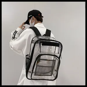 Clear PVC waterproof backpack large capacity school bag casual minimalist daypack for students