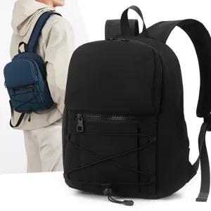 Sac à Dos Casual Imperméable en Nylon Léger Voyage Extérieur Cartable Couleur Unie pour Hommes Femmes