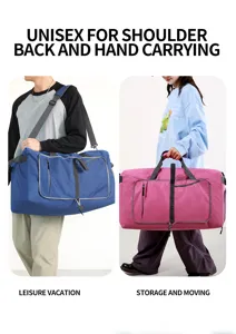 Foldable large capacity travel duffel bag for outdoor fitness and convenient home storage use.
