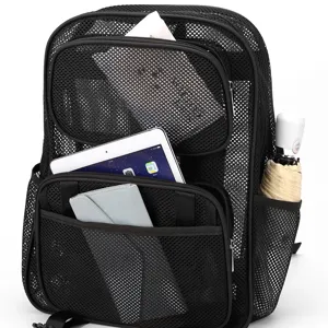 Zaino in rete nera grande capacita tempo libero borsa da scuola viaggio traspirante
