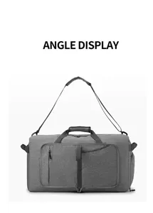 Large capacity grey travel duffel bag with shoulder strap and durable fabric for outdoor.