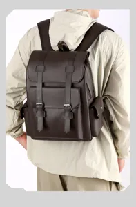 Zaino casual in morbida pelle PU vintage britannica, borsa da viaggio capiente.