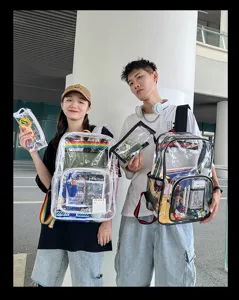 Zaino trasparente in PVC borsa scolastica impermeabile zainetto per stadio e viaggi