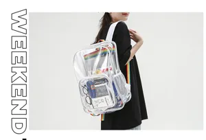 Zaino trasparente in PVC impermeabile borsa scolastica casual con cinghie colorate