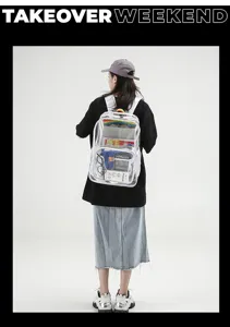 Zaino da studente in PVC trasparente grande capacita borsa scolare trasparente casual