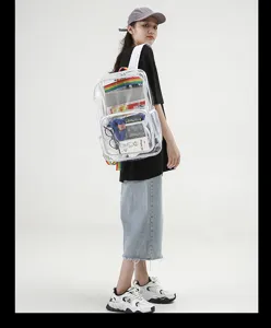 Zaino trasparente in PVC approvato dallo stadio borsa da scuola trasparente zaino casual trasparente resistente