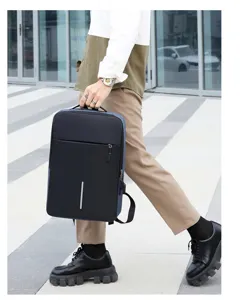 Detail shot of the men's business laptop backpack, showing the handheld handle and stylish design.
