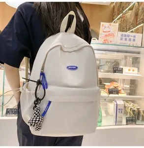 Einfacher einfarbiger Canvas Studenten Rucksack grosser Kapazitaet Freizeit Schultasche