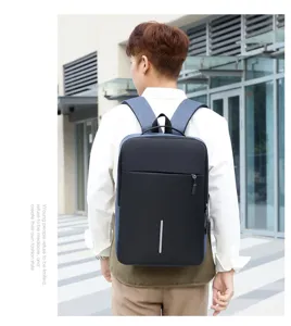 Men's business backpack oxford cloth laptop casual school bag with USB charging port.
