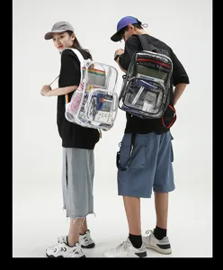 Zaino in PVC trasparente impermeabile borsa scolastica casual per studenti unisex