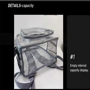 Clear PVC Backpack Transparent School Bag Large Capacity Daypack Waterproof Travel Bag Detail