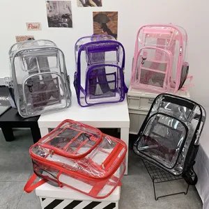 Clear PVC backpack transparent school bag waterproof daypack for women and men daily use