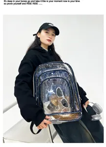 Transparenter PVC Graffiti Rucksack modische klare Schultasche stylischer Daypack