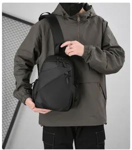 Men's black sling bag chest backpack casual motorcycle style large capacity streetwear style