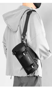 Men waterproof cylindrical shoulder bag stylish streetwear crossbody chest bag for daily use