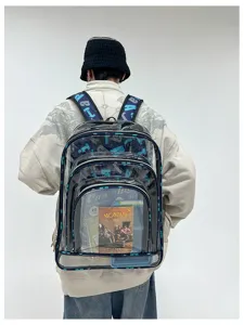 Klaren PVC transparenten Rucksack für Studenten und Schule, modische große Freizeittasche.