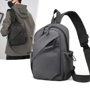 Mens Waterproof Chest Bag Casual Street Style Sling Bag Crossbody Bag Multifunctional Film Leather Daypack