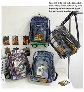 Transparenter PVC Graffiti Rucksack Schüler Schultasche modisch lässiger klarer Tagesrucksack