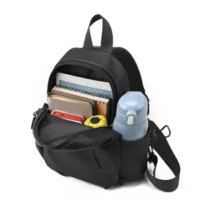 Black casual mini backpack chest bag with large capacity, waterproof style for daily use.