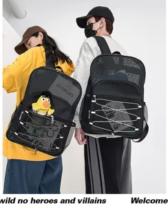 Sac à dos en maille noire respirant sport plage sac d'ordinateur vue détaillée