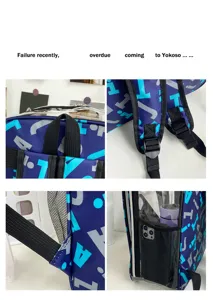 Detailansicht des Graffiti-transparenten Rucksacks mit Seitentasche und Trägern