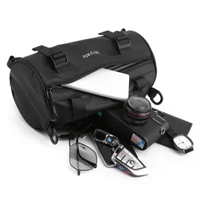 Stylish waterproof black cylindrical shoulder bag tactical casual chest bag for daily.