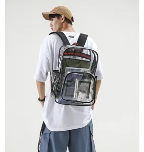 Zaino trasparente in PVC per studenti borsa da scuola impermeabile casual daypack