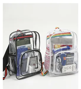 Zaino trasparente in PVC borsa scolastica chiara approvata per stadio impermeabile