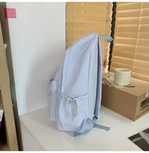 Hellblauer minimalistischer Studenten Rucksack, japanischer Freizeit Schulthek fur Madchen