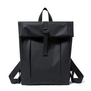 Stijlvolle zwarte waterdichte roll top rugzak grote capaciteit casual reisschool man