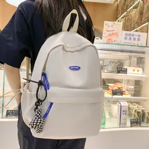 Minimalistischer Casual Nylon Rucksack Für Damen Herren Großes Kapazität Wasserdichter Schulbuch Rucksack Einfarbig Tägliche Reise Daypack