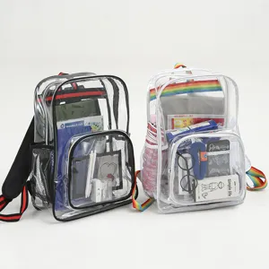 Zaino Trasparente in PVC Grande Capacità Impermeabile Zainetto Scolastico Casual Con Tasca Anteriore Per Donne Uomini