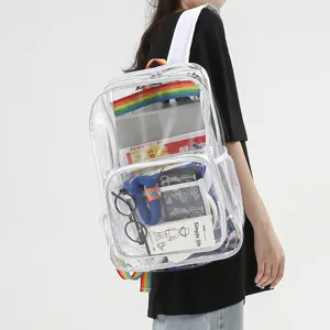 Zaino trasparente in PVC impermeabile borsa scolastica chiara per studenti stadio