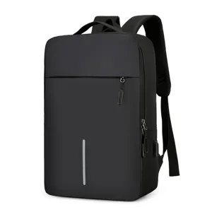 Men Business Laptop Backpack USB Charging Port Waterproof Oxford School Travel Bag Black