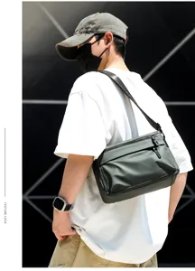 Men's waterproof leather messenger bag large capacity casual crossbody shoulder bag commute