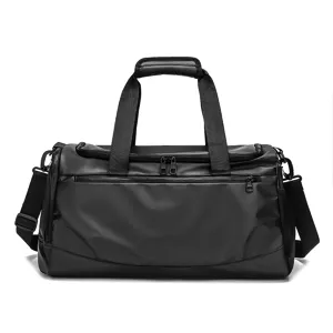 Borsa da viaggio impermeabile nera per sport e tempo libero, grande capacità vista principale.